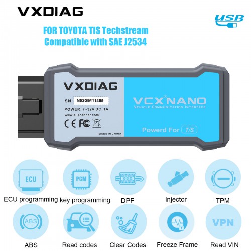 [US/EU Ship] VXDIAG VCX NANO for TOYOTA Compatible with SAE J2534, Support Heavy Truck and Diesel Models