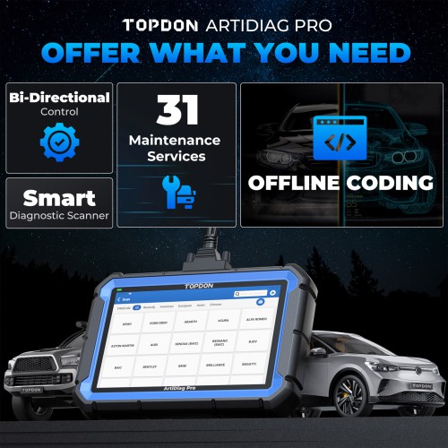 TOPDON ArtiDiag Pro Bidirectional Diagnostic Scan Tool with ECU Coding, 31 Reset Functions, FCA Autoauth, 2 Years Free Update