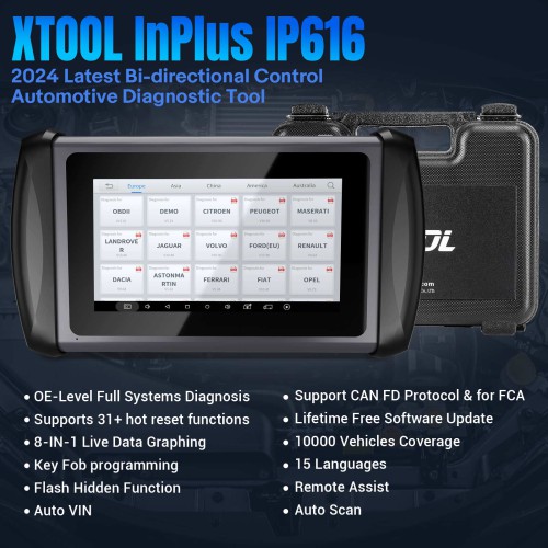 XTOOL InPlus IP616 OBD2 Car Automotive Diagnostic Tool & Key Programmer with 31 Reset Service Lifelong Free Update