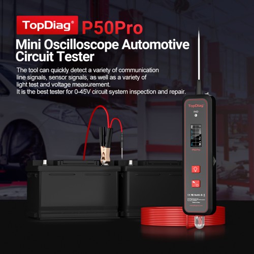 TopDiag P50Pro Mini Oscilloscope Automotive Circuit Tester Detect Sensor Signals AC/DC Detection LED Test Light