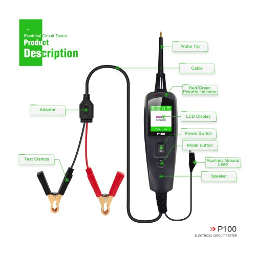 TOPDIAG P100 with 2 Meters Long Automotive Circuit Diagnostic Tester