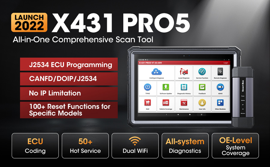 Launch X431 PRO5 PRO Full System Car Diagnostic Tool Years Free Update