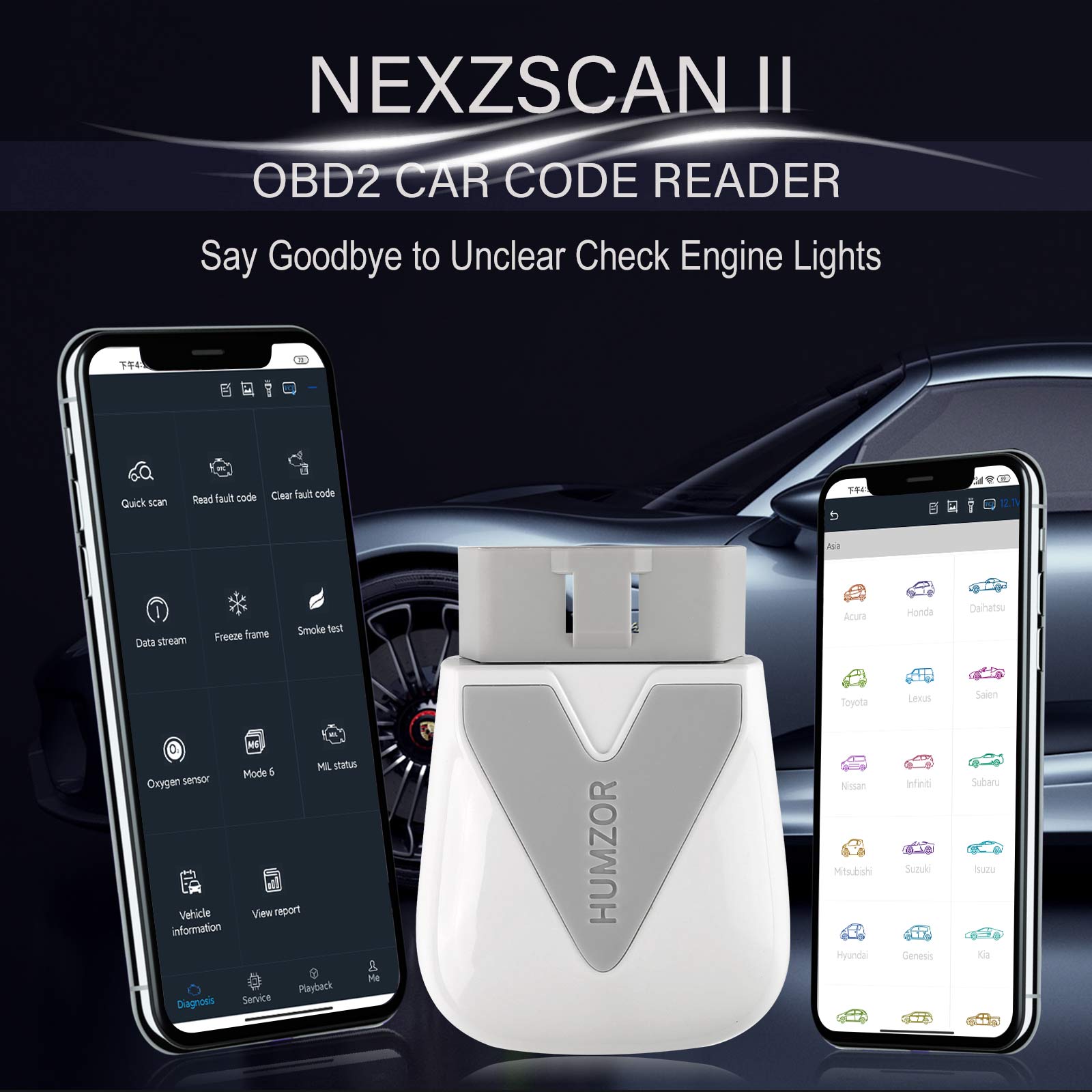 Humzor NexzScan II NL100 Professional OBD2 Scanner for Android