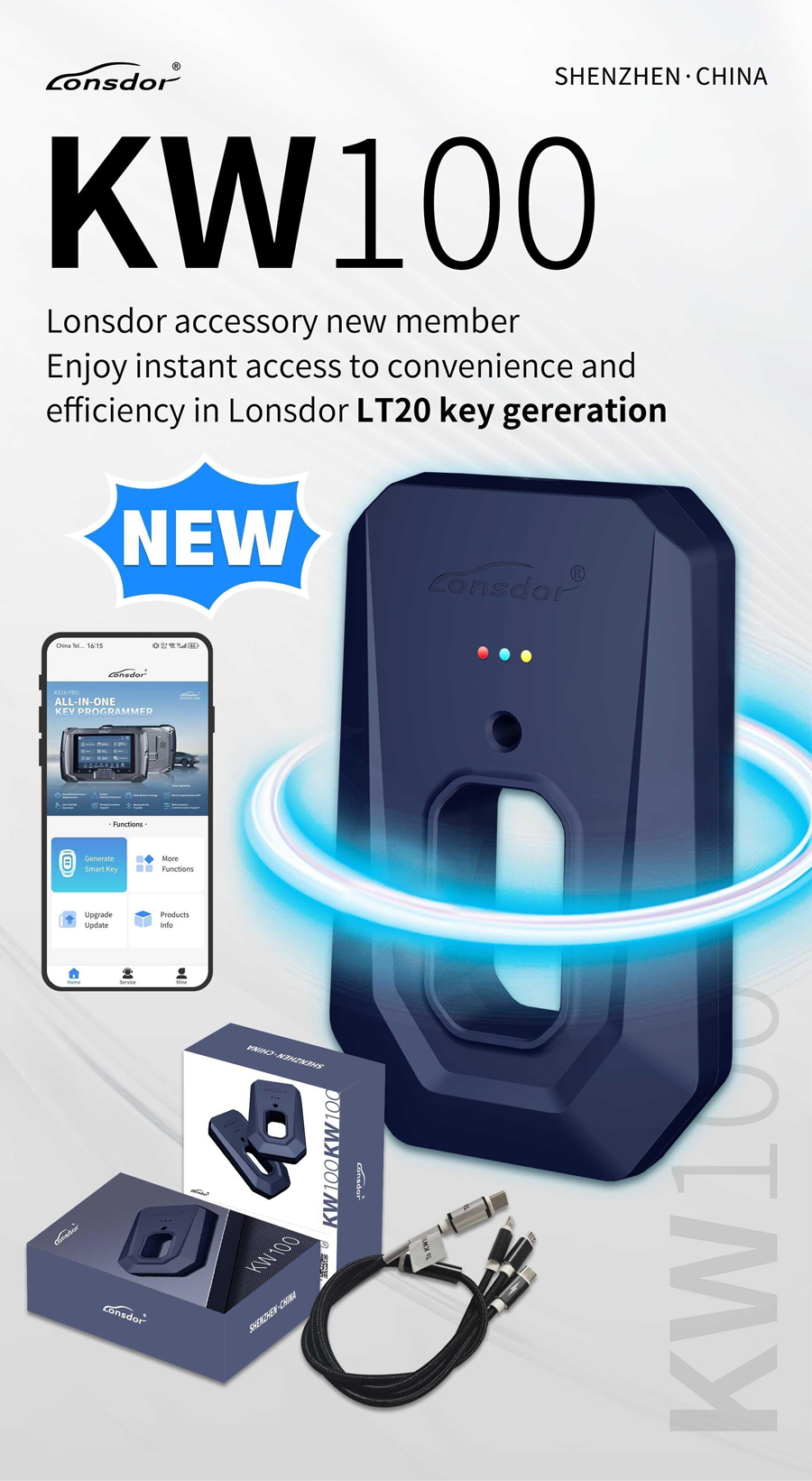 Lonsdor KW100 Bluetooth Smart Key Generator