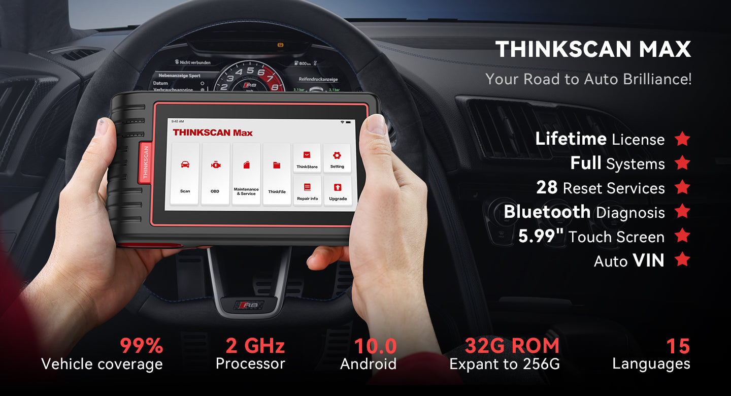 THINKCAR ThinkScan Max All System Car Diagnostic Scanner for All Vehicles with 28 Special Functions