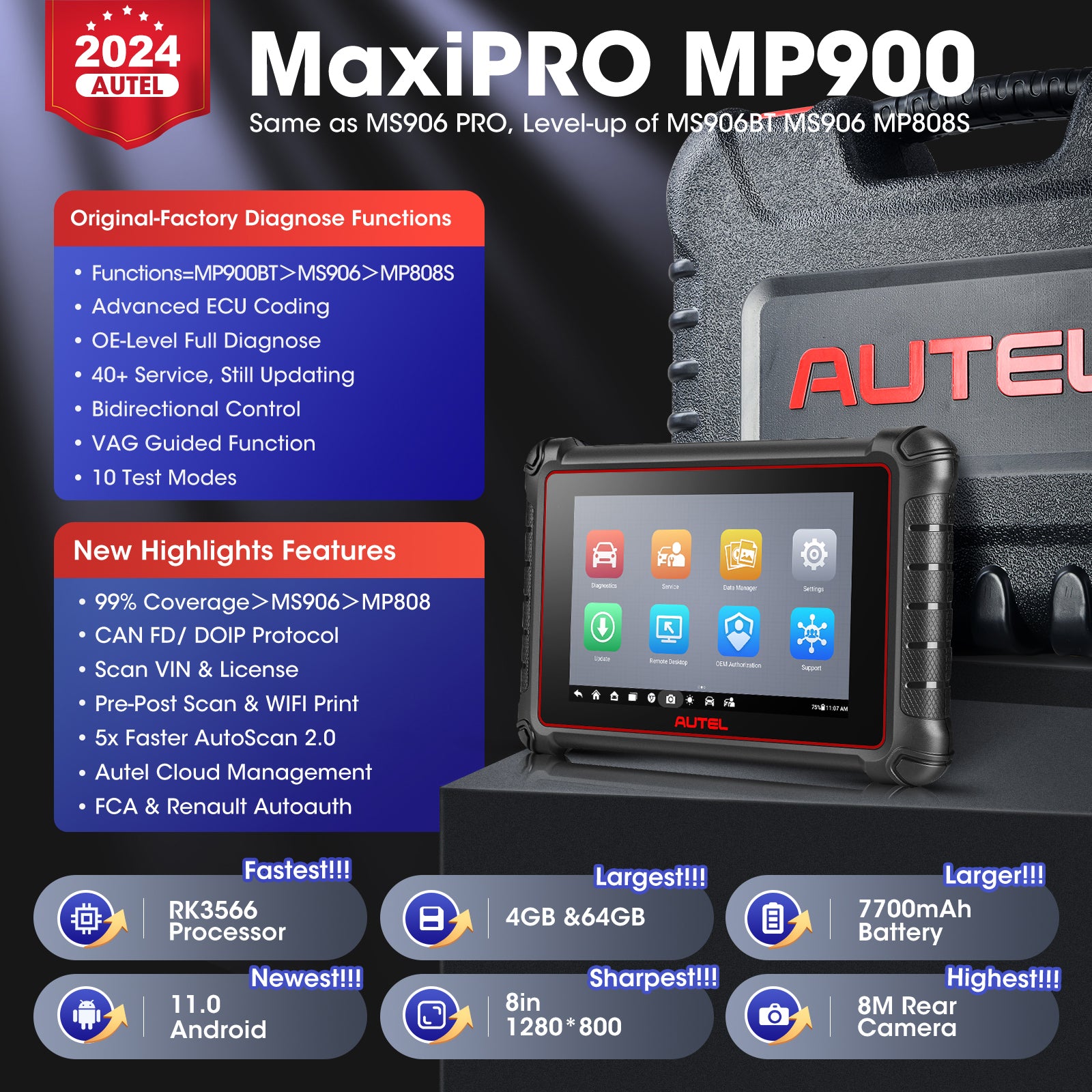 Autel MaxiPRO MP900 Same as MS906 PRO, Level-up of MS906BT, MS906, MP808S