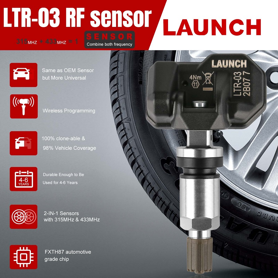 Launch LAUNCH LTR-03 RF Sensor 315MHz & 433MHz Metal & Rubber