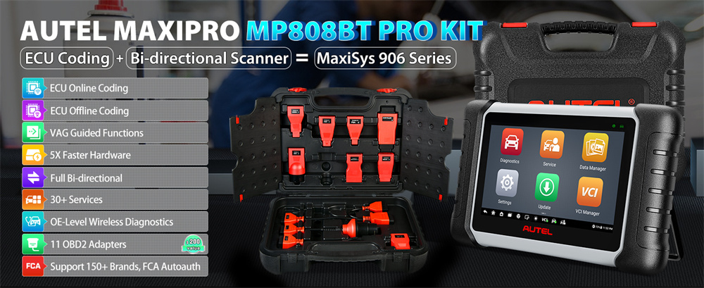 Autel MaxiPRO MP808BT Pro Kit with OBDII Adapters